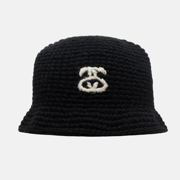 Stussy Crochet Knit SS Link Bucket Hat in Black - Picture 1 of 4